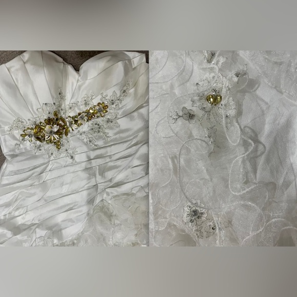 HOT Morilee by Madeline Gardner embellished jewel pleated ruffle wedding dress! - Picture 6 of 12